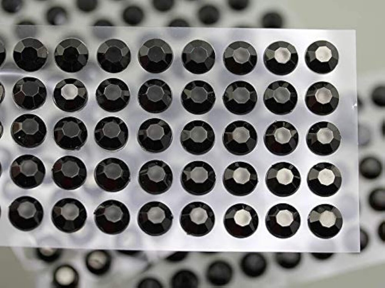 10mm SS46 Black Self-Adhesive Acrylic Rhinestones – Plastic Face Gems, Stick-on Body Jewels for DIY Cards, Invitations, and Crafts, Bling Stickers (5 Sheets, 250 Pcs)
